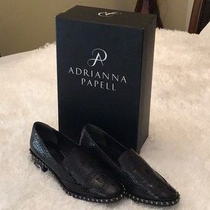 Black patent croc print Adrianna Papell loafer 7M
